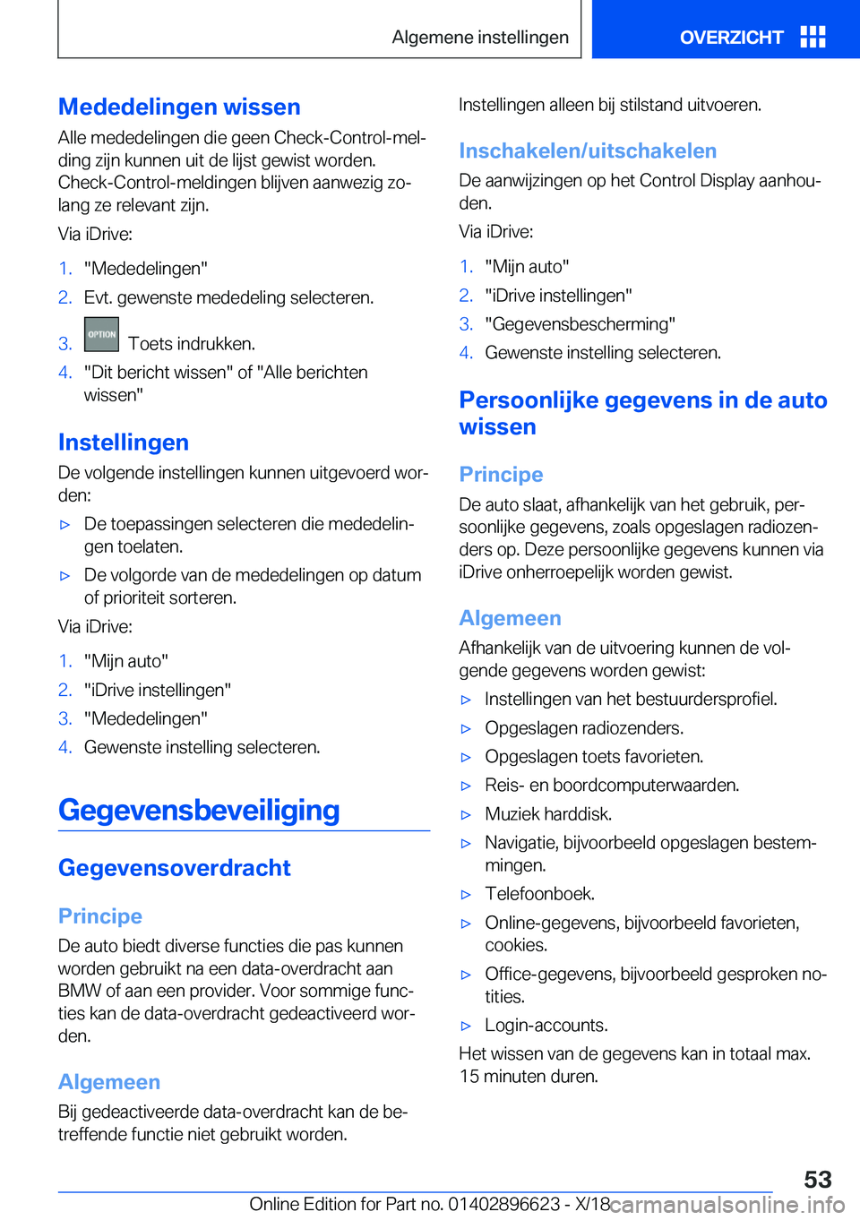 BMW M2 2019  Instructieboekjes (in Dutch) �M�e�d�e�d�e�l�i�n�g�e�n��w�i�s�s�e�n�A�l�l�e��m�e�d�e�d�e�l�i�n�g�e�n��d�i�e��g�e�e�n��C�h�e�c�k�-�C�o�n�t�r�o�l�-�m�e�lj�d�i�n�g��z�i�j�n��k�u�n�n�e�n��u�i�t��d�e��l�i�j�s�t��g�e�w�i�s�t