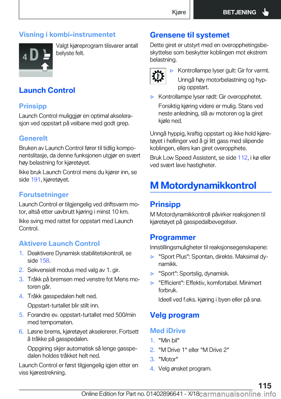 BMW M2 2019  InstruksjonsbØker (in Norwegian) �V�i�s�n�i�n�g��i��k�o�m�b�i�-�i�n�s�t�r�u�m�e�n�t�e�t�V�a�l�g�t��k�j�