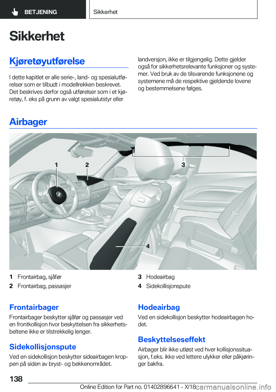 BMW M2 2019  InstruksjonsbØker (in Norwegian) �S�i�k�k�e�r�h�e�t�K�j�