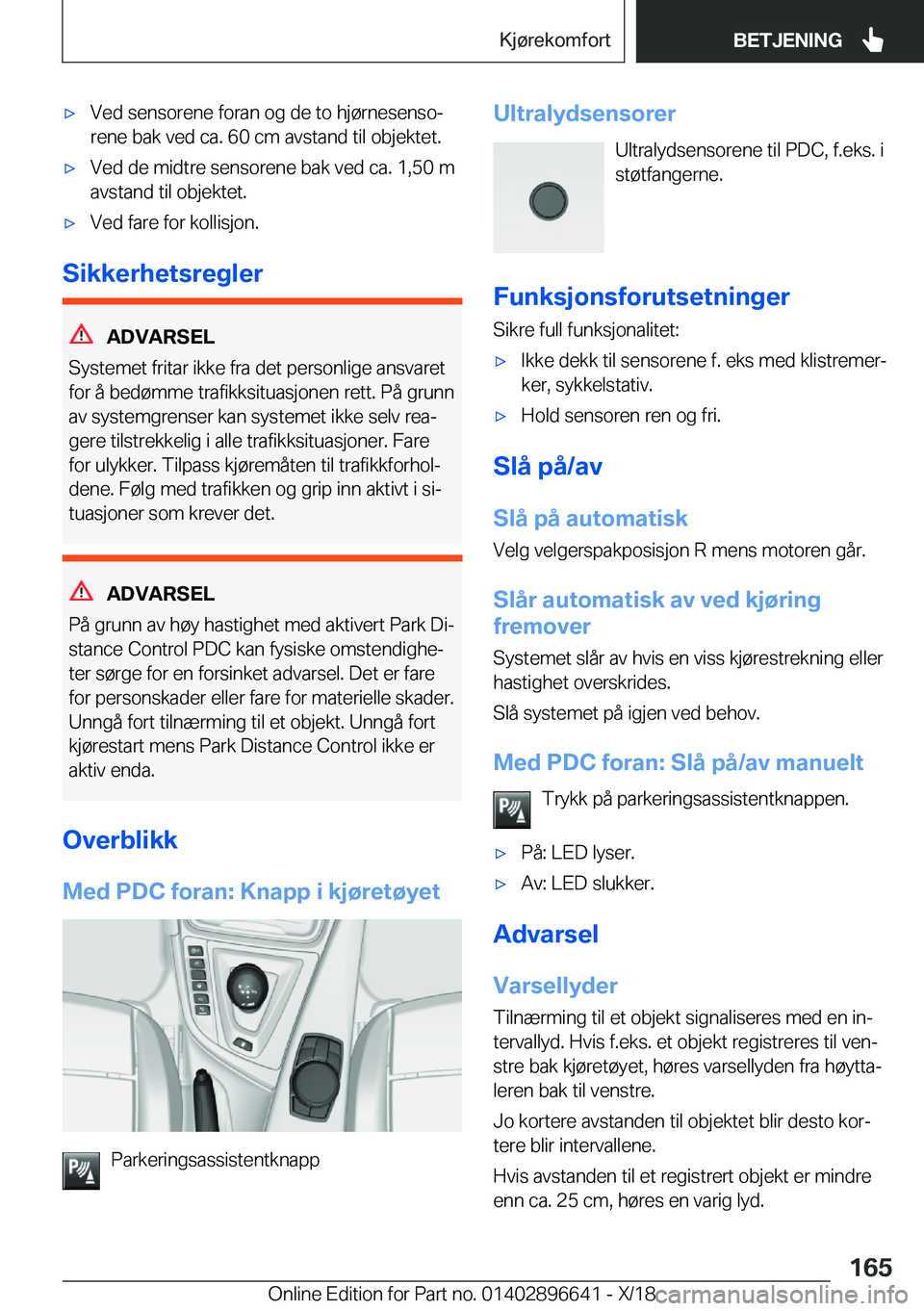 BMW M2 2019  InstruksjonsbØker (in Norwegian) 'x�V�e�d��s�e�n�s�o�r�e�n�e��f�o�r�a�n��o�g��d�e��t�o��h�j�