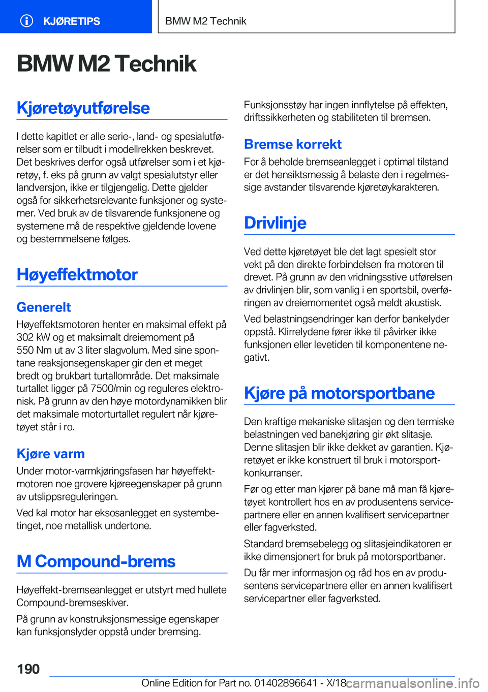 BMW M2 2019  InstruksjonsbØker (in Norwegian) �B�M�W��M�2��T�e�c�h�n�i�k�K�j�