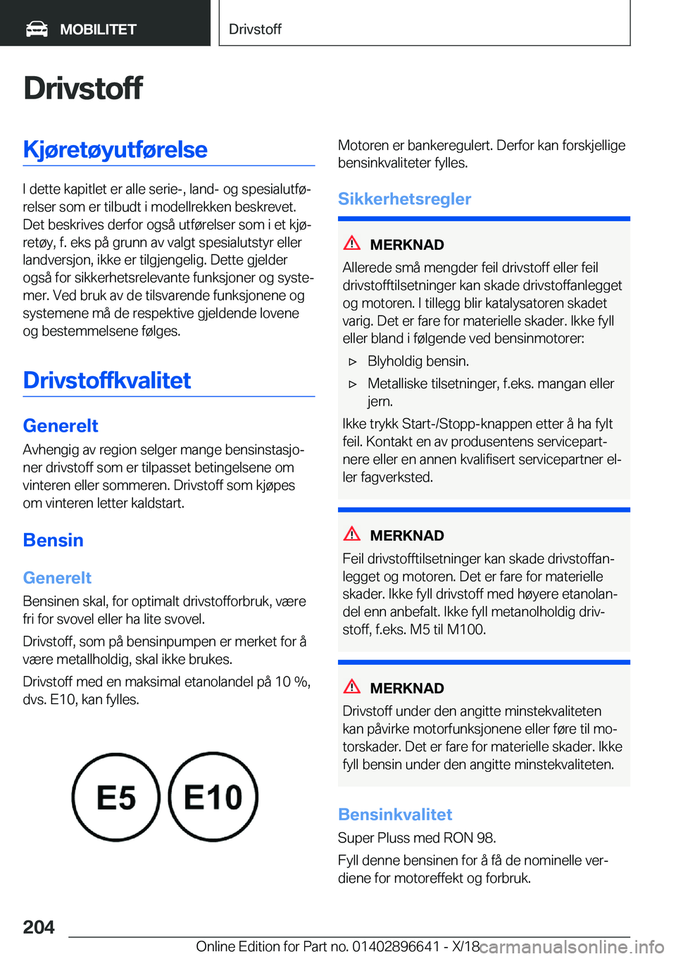BMW M2 2019  InstruksjonsbØker (in Norwegian) �D�r�i�v�s�t�o�f�f�K�j�