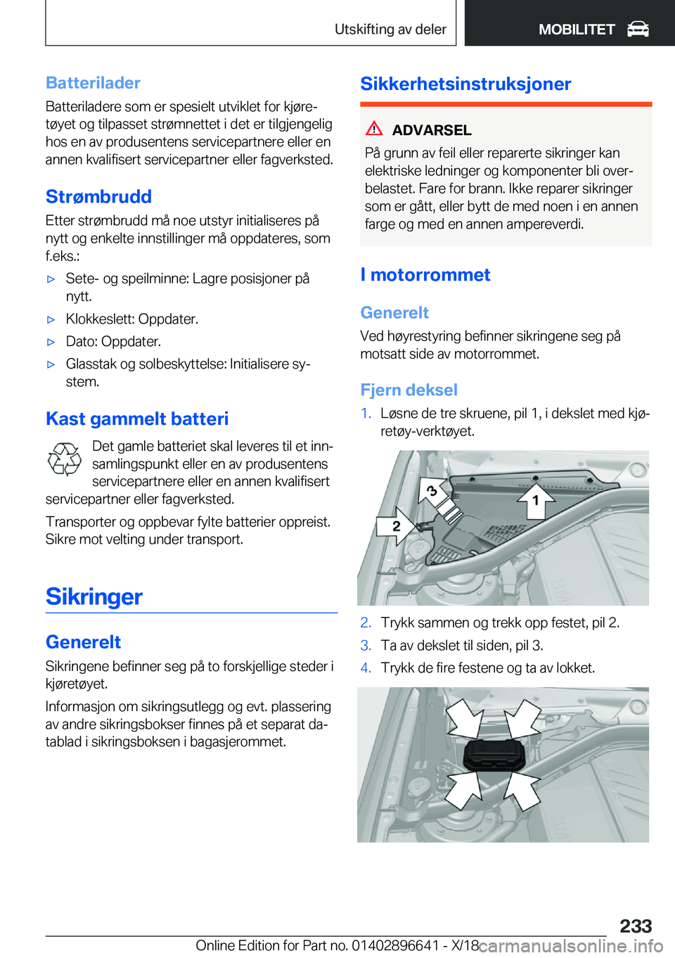 BMW M2 2019  InstruksjonsbØker (in Norwegian) �B�a�t�t�e�r�i�l�a�d�e�r�B�a�t�t�e�r�i�l�a�d�e�r�e��s�o�m��e�r��s�p�e�s�i�e�l�t��u�t�v�i�k�l�e�t��f�o�r��k�j�