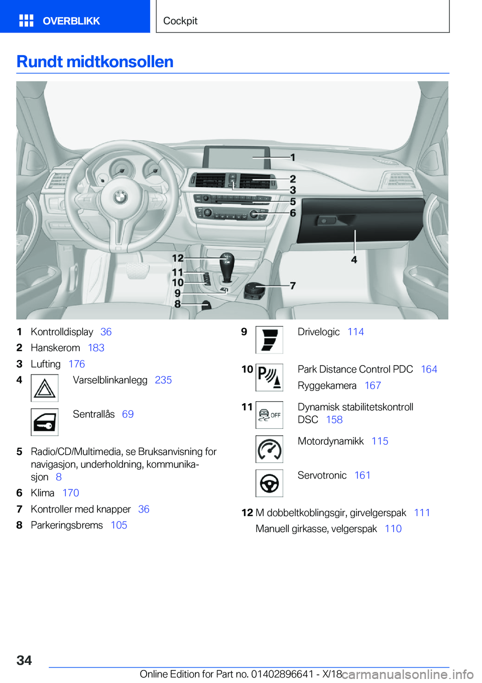BMW M2 2019  InstruksjonsbØker (in Norwegian) �R�u�n�d�t��m�i�d�t�k�o�n�s�o�l�l�e�n�1�K�o�n�t�r�o�l�l�d�i�s�p�l�a�y\_�3�6�2�H�a�n�s�k�e�r�o�m\_�1�8�3�3�L�u�f�t�i�n�g\_�1�7�6�4�V�a�r�s�e�l�b�l�i�n�k�a�n�l�e�g�g\_ �2�3�5�S�e�n�t�r�a�l�l�å