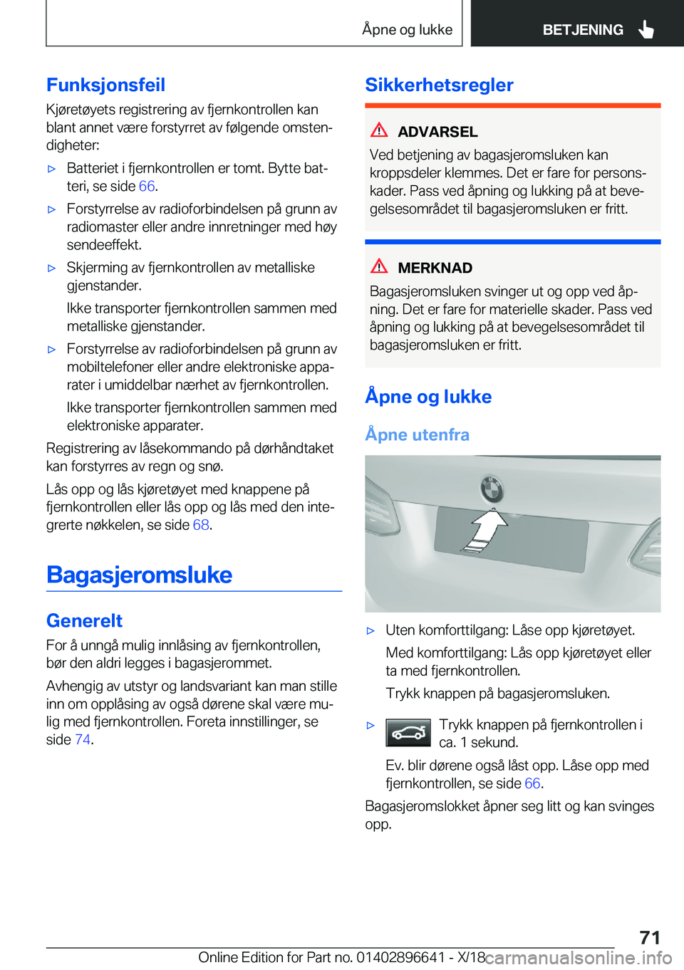 BMW M2 2019  InstruksjonsbØker (in Norwegian) �F�u�n�k�s�j�o�n�s�f�e�i�l
�K�j�