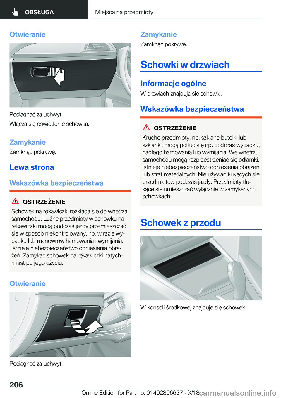 BMW M2 2019  Instrukcja obsługi (in Polish) �O�t�w�i�e�r�a�n�i�e
�P�o�c�i�