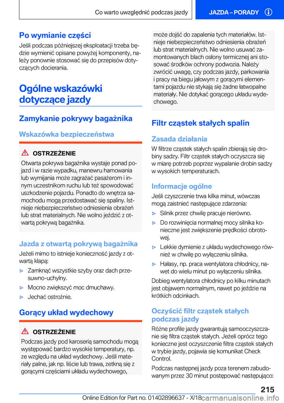 BMW M2 2019  Instrukcja obsługi (in Polish) �P�o��w�y�m�i�a�n�i�e��c�z�