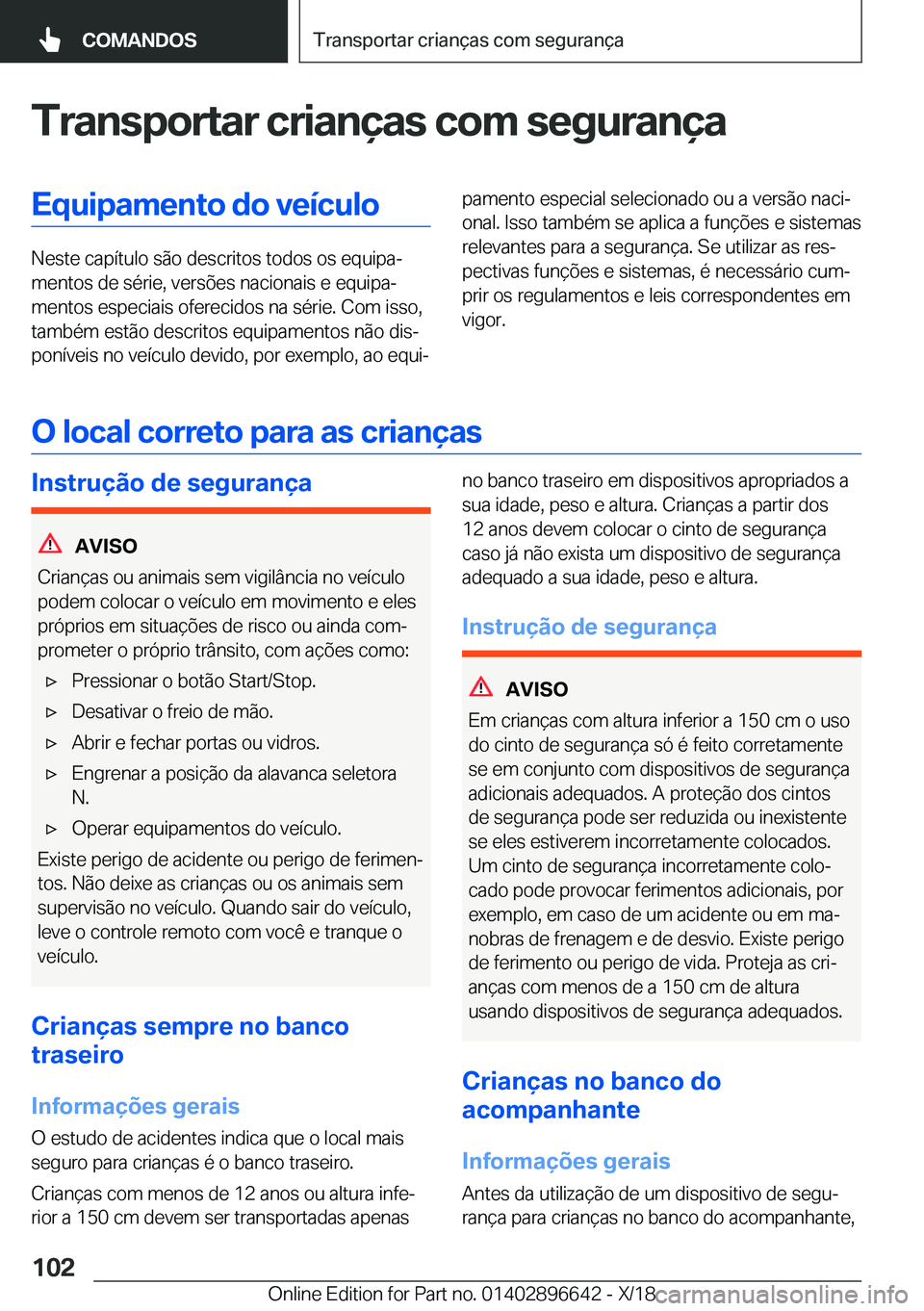 BMW M2 2019  Manual do condutor (in Portuguese) �T�r�a�n�s�p�o�r�t�a�r��c�r�i�a�n�