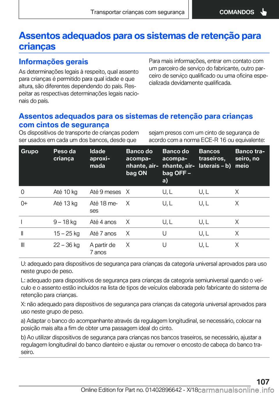 BMW M2 2019  Manual do condutor (in Portuguese) �A�s�s�e�n�t�o�s��a�d�e�q�u�a�d�o�s��p�a�r�a��o�s��s�i�s�t�e�m�a�s��d�e��r�e�t�e�n�