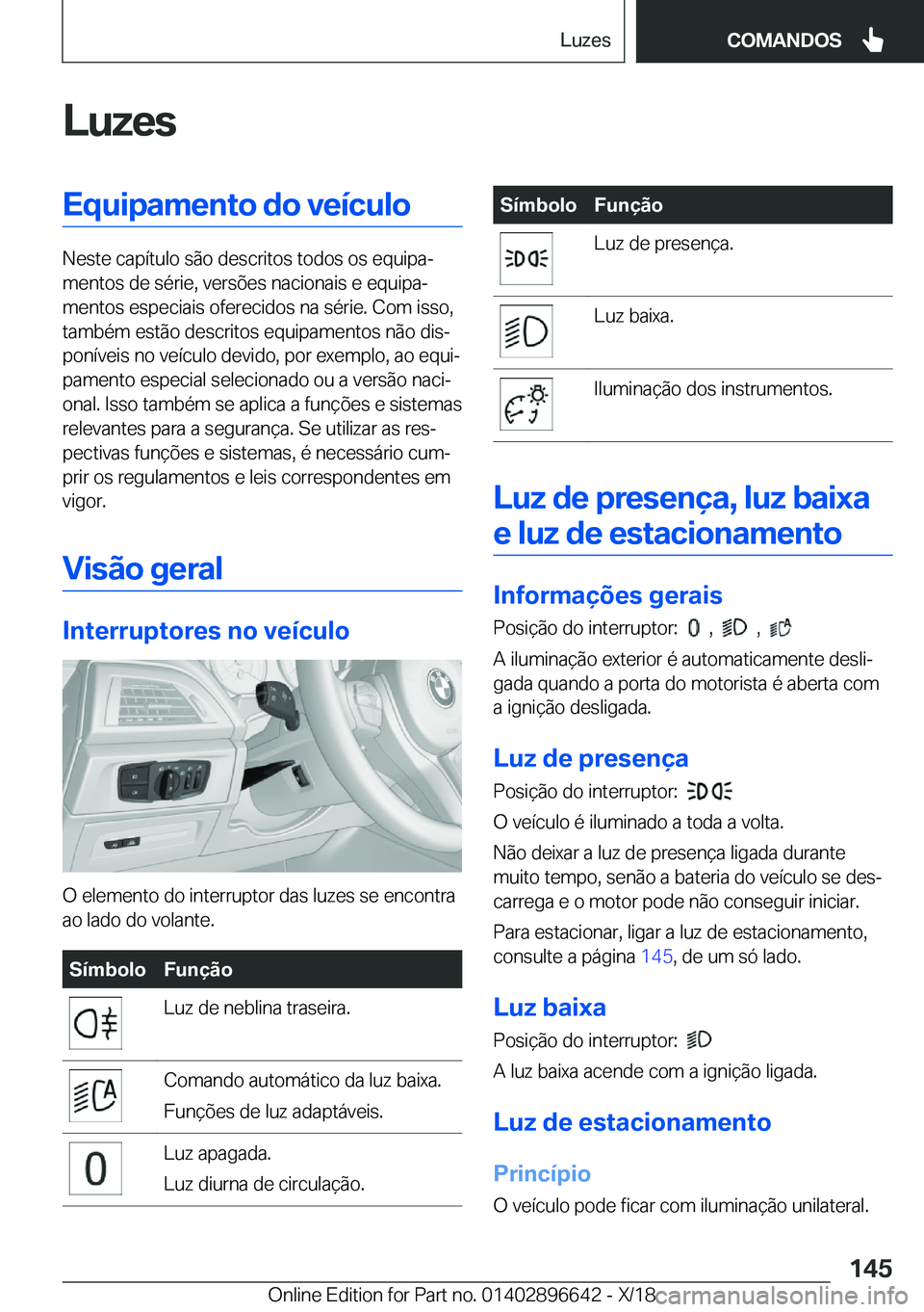 BMW M2 2019  Manual do condutor (in Portuguese) �L�u�z�e�s�E�q�u�i�p�a�m�e�n�t�o��d�o��v�e�