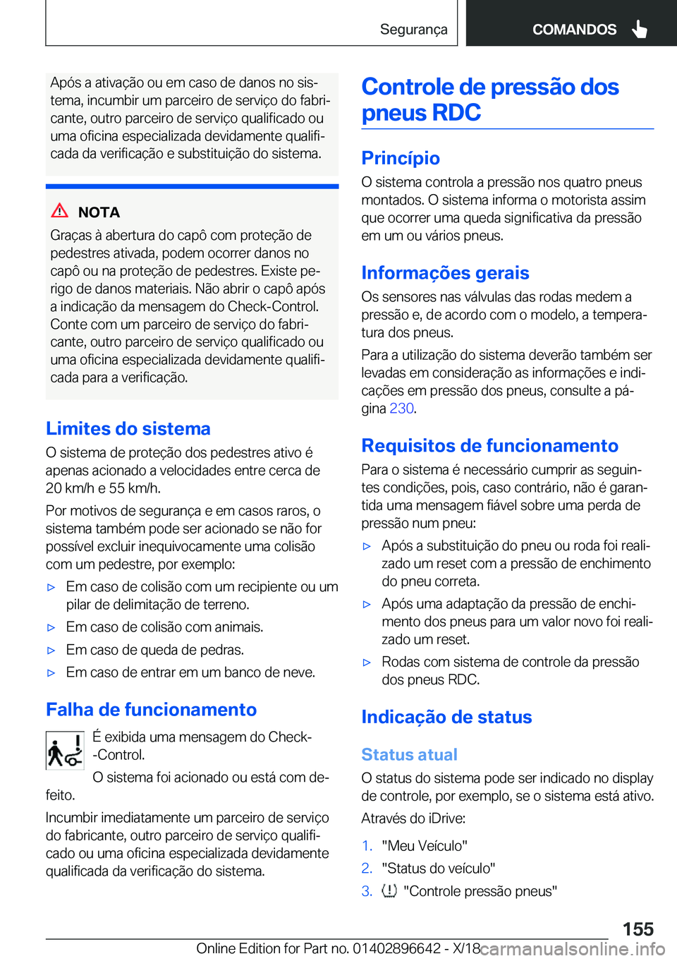 BMW M2 2019  Manual do condutor (in Portuguese) �A�p�ó�s��a��a�t�i�v�a�