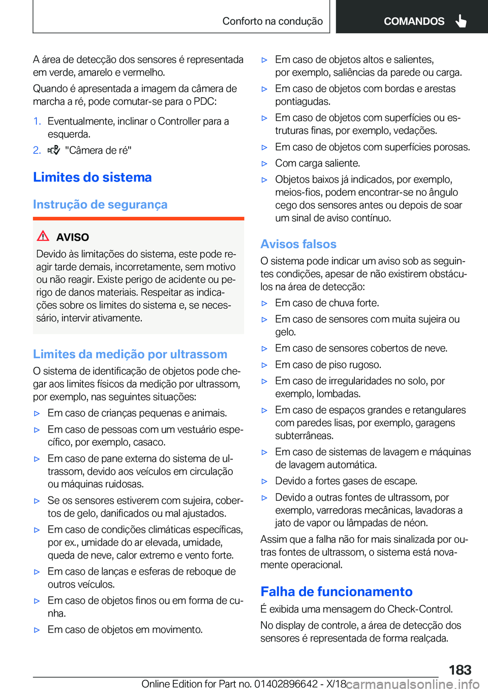 BMW M2 2019  Manual do condutor (in Portuguese) �A��á�r�e�a��d�e��d�e�t�e�c�