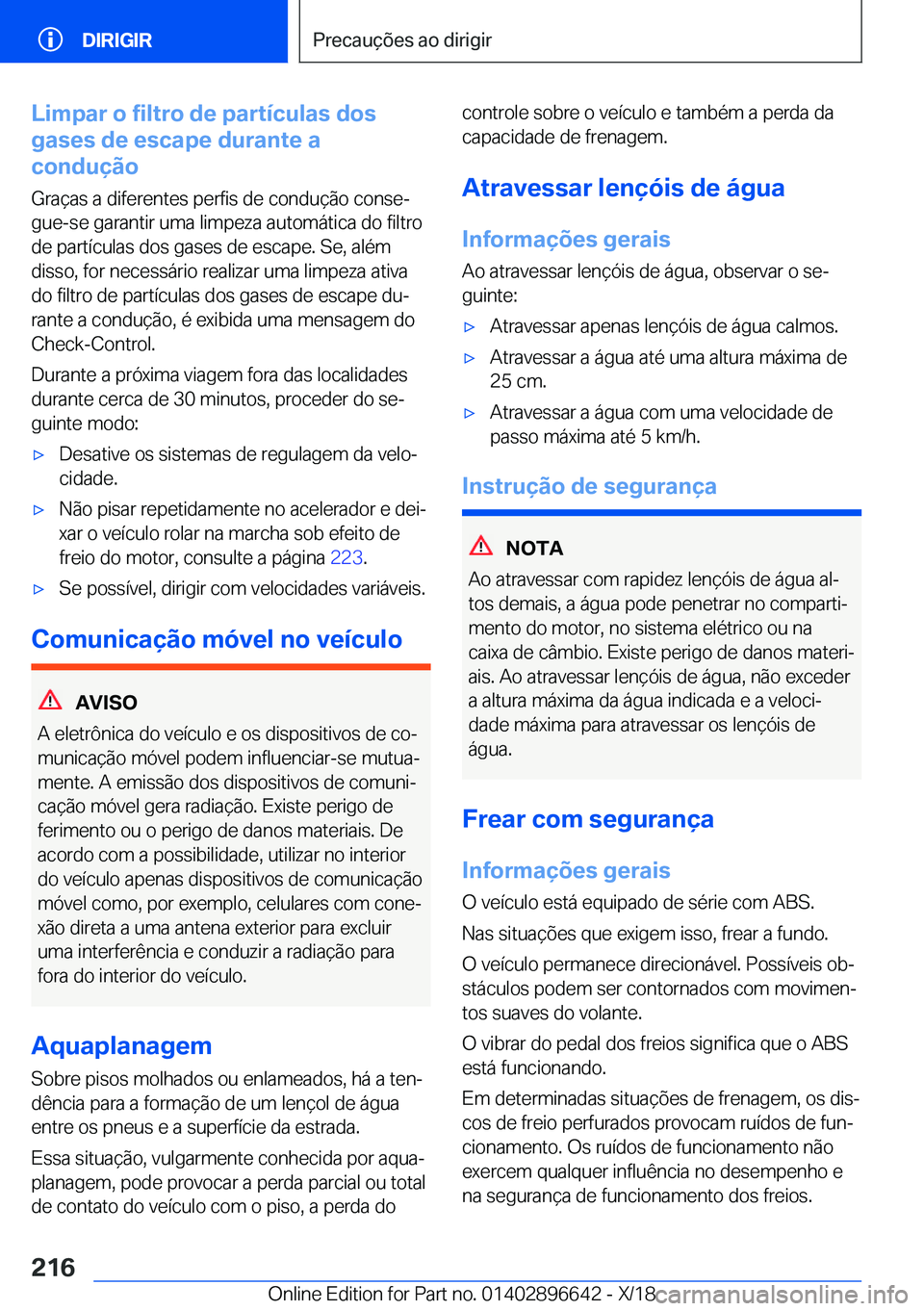 BMW M2 2019  Manual do condutor (in Portuguese) �L�i�m�p�a�r��o��f�i�l�t�r�o��d�e��p�a�r�t�