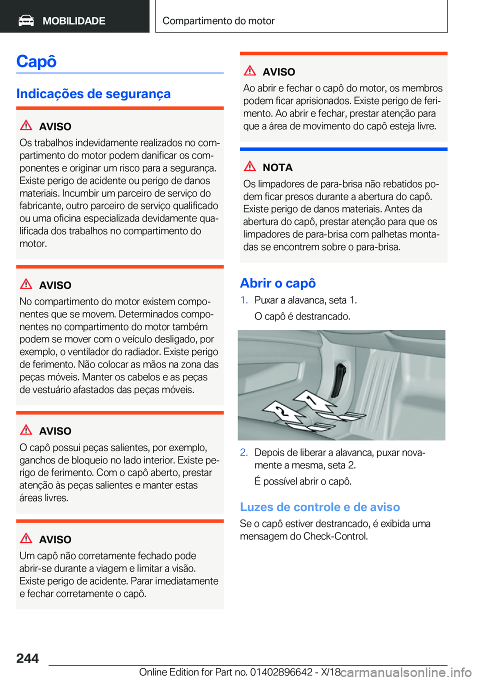BMW M2 2019  Manual do condutor (in Portuguese) �C�a�p�ô
�I�n�d�i�c�a�
