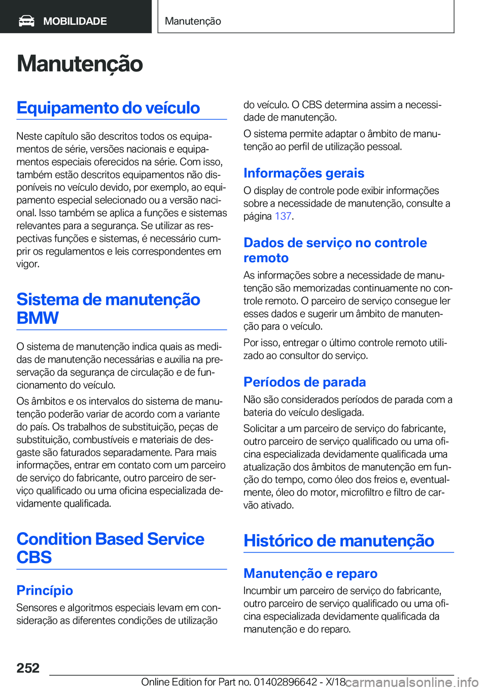 BMW M2 2019  Manual do condutor (in Portuguese) �M�a�n�u�t�e�n�