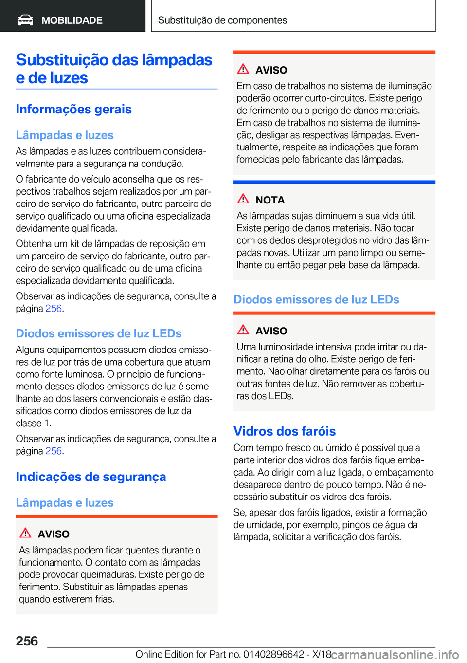 BMW M2 2019  Manual do condutor (in Portuguese) �S�u�b�s�t�i�t�u�i�