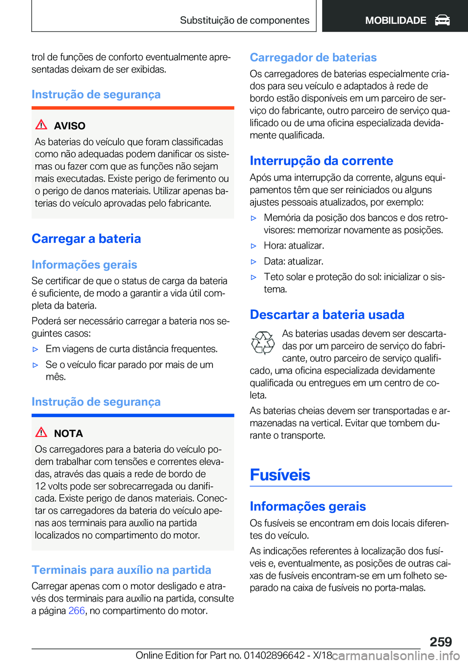 BMW M2 2019  Manual do condutor (in Portuguese) �t�r�o�l��d�e��f�u�n�