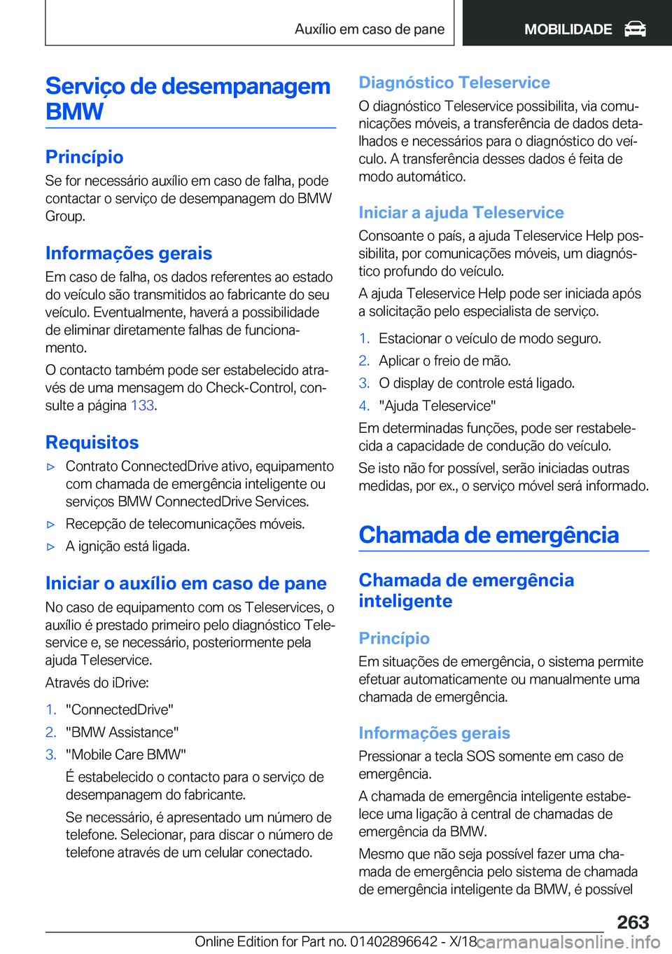 BMW M2 2019  Manual do condutor (in Portuguese) �S�e�r�v�i�