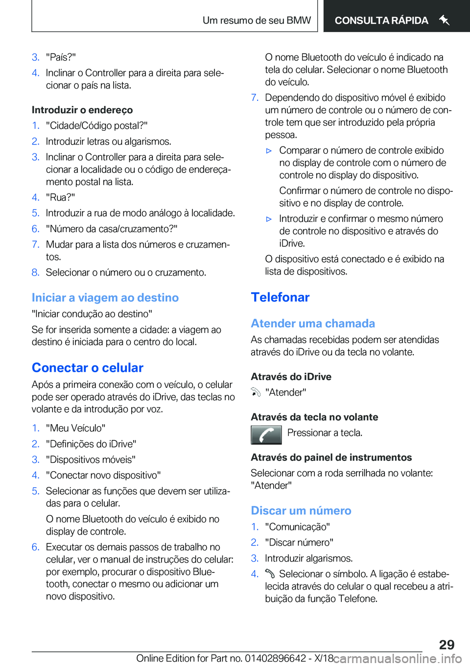 BMW M2 2019  Manual do condutor (in Portuguese) �3�.��P�a�