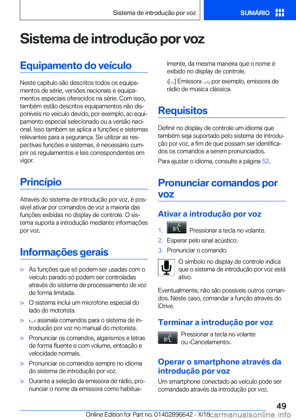 BMW M2 2019  Manual do condutor (in Portuguese) �S�i�s�t�e�m�a��d�e��i�n�t�r�o�d�u�