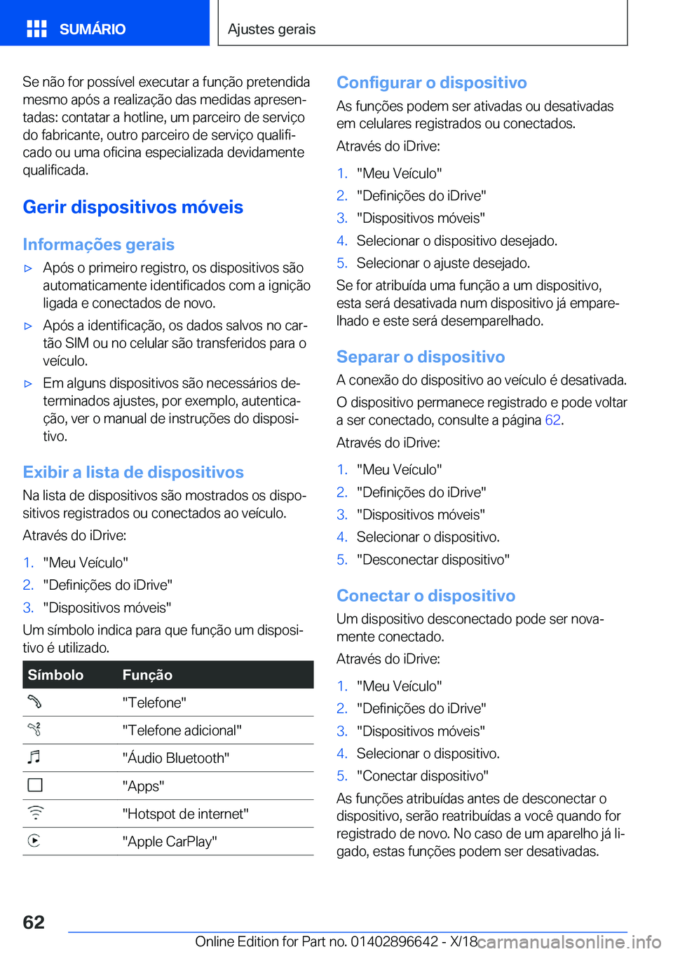 BMW M2 2019  Manual do condutor (in Portuguese) �S�e��n�ã�o��f�o�r��p�o�s�s�