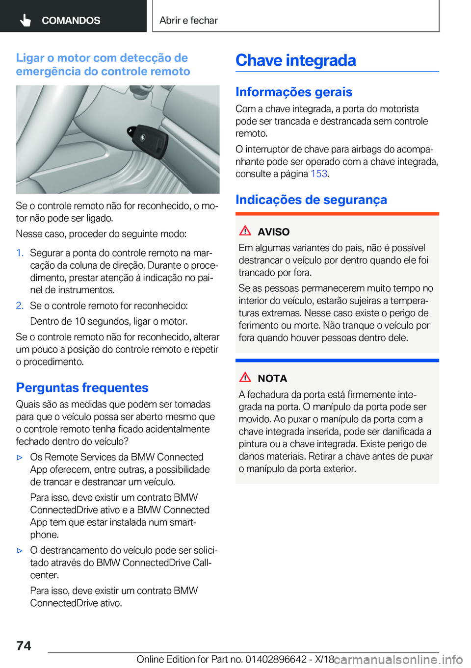 BMW M2 2019  Manual do condutor (in Portuguese) �L�i�g�a�r��o��m�o�t�o�r��c�o�m��d�e�t�e�c�