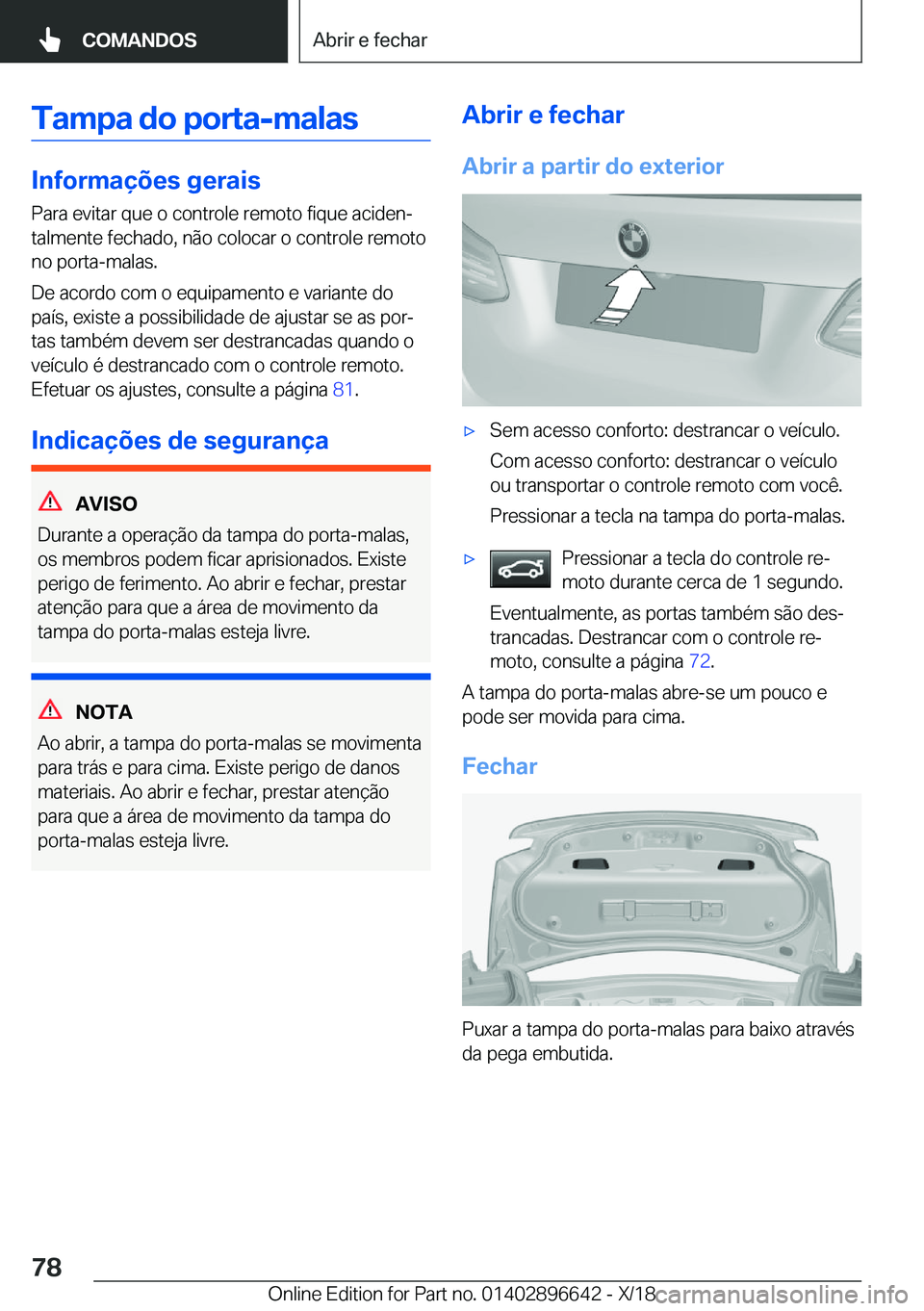 BMW M2 2019  Manual do condutor (in Portuguese) �T�a�m�p�a��d�o��p�o�r�t�a�-�m�a�l�a�s
�I�n�f�o�r�m�a�
