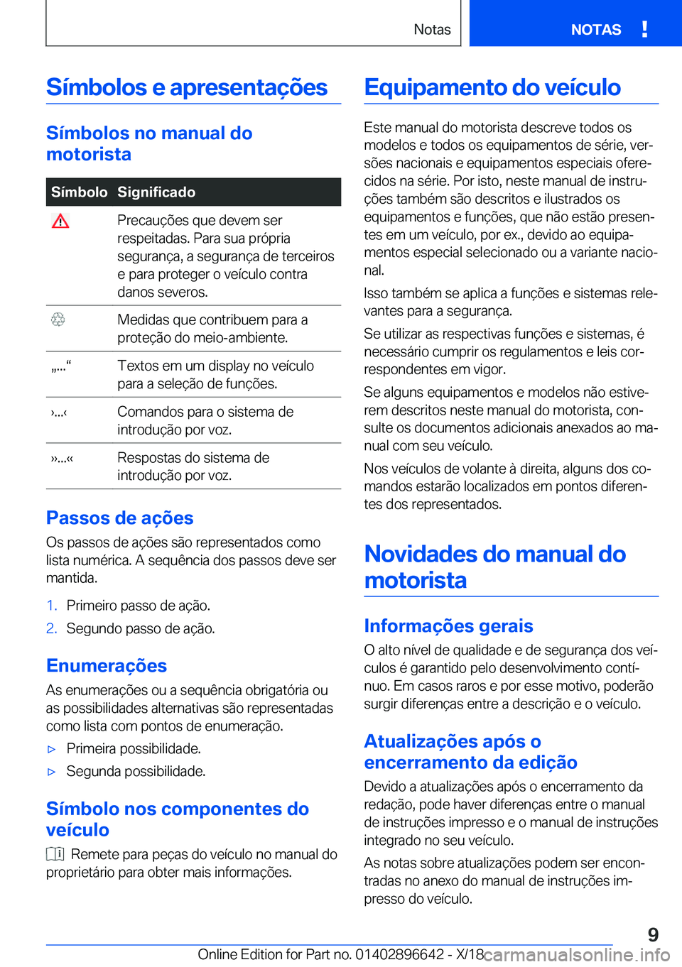 BMW M2 2019  Manual do condutor (in Portuguese) �S�