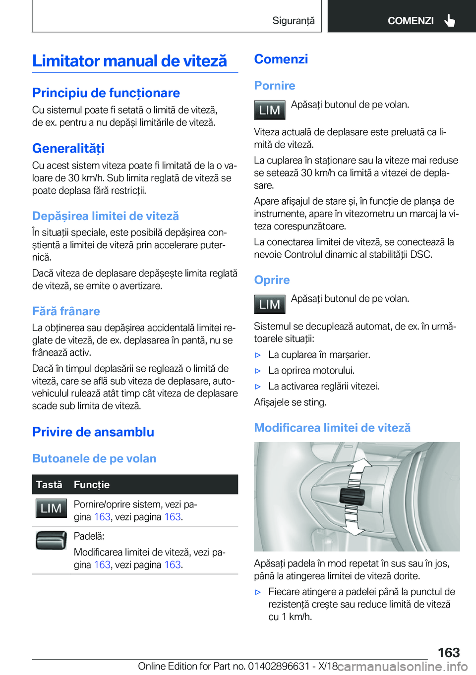 BMW M2 2019  Ghiduri De Utilizare (in Romanian) �L�i�m�i�t�a�t�o�r��m�a�n�u�a�l��d�e��v�i�t�e�z�