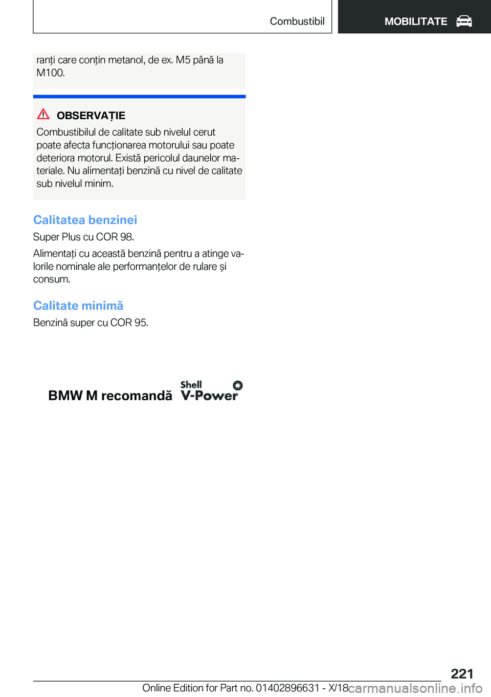 BMW M2 2019  Ghiduri De Utilizare (in Romanian) �r�a�n*�i��c�a�r�e��c�o�n*�i�n��m�e�t�a�n�o�l�,��d�e��e�x�.��M�5��p�
