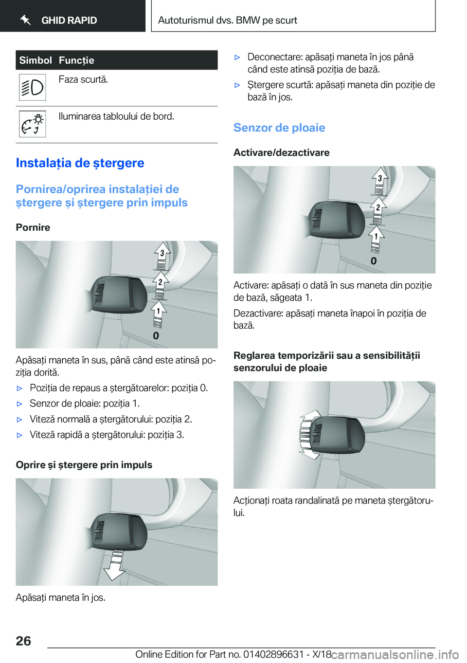 BMW M2 2019  Ghiduri De Utilizare (in Romanian) �S�i�m�b�o�l�F�u�n�c�i�e�F�a�z�a��s�c�u�r�t�