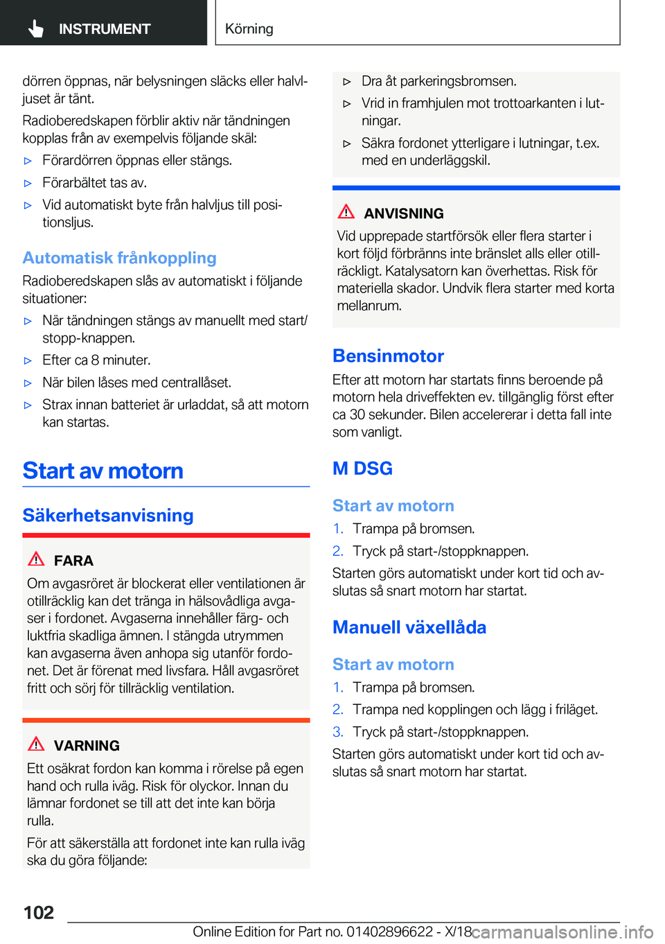 BMW M2 2019  InstruktionsbÖcker (in Swedish) �d�