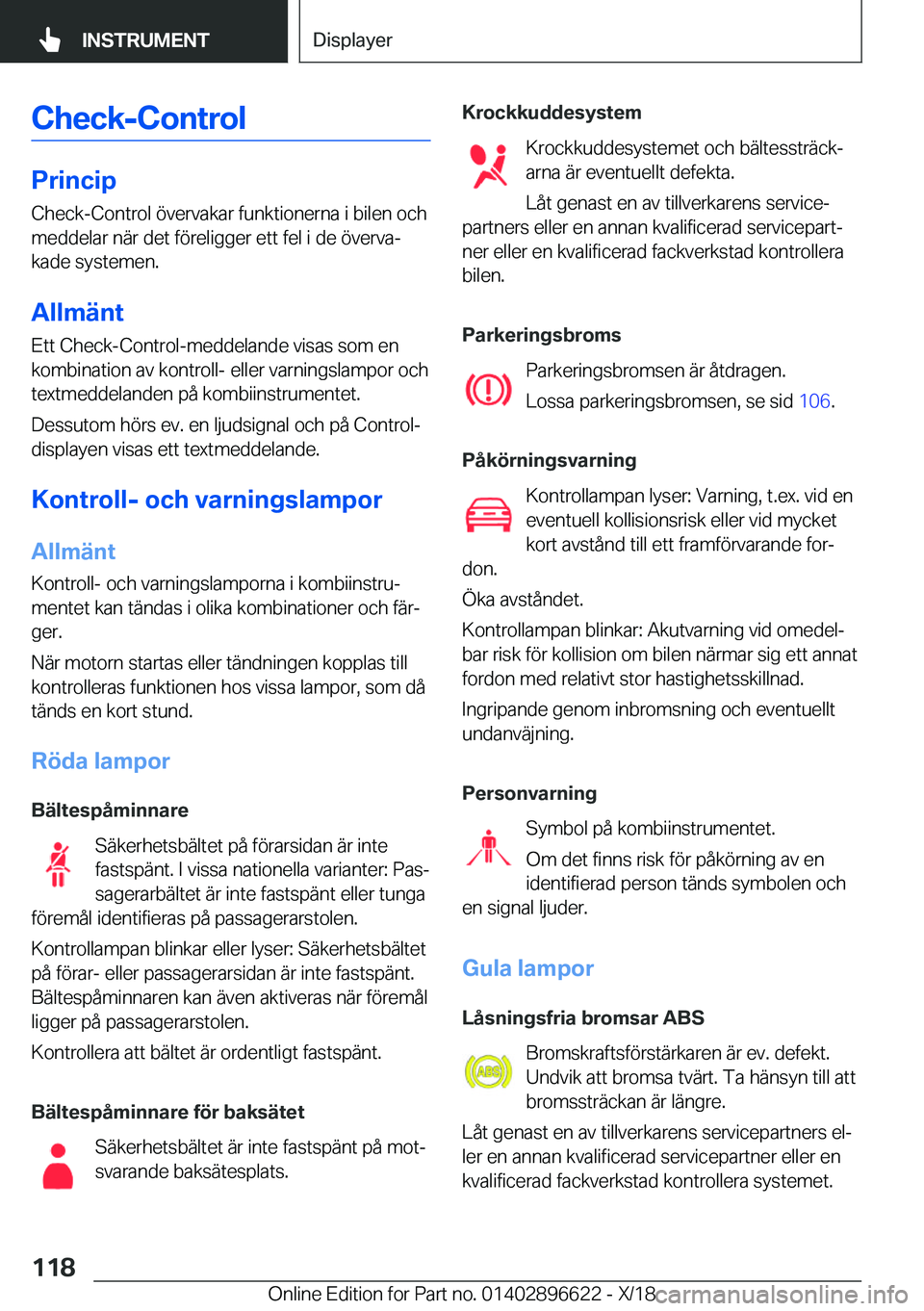 BMW M2 2019  InstruktionsbÖcker (in Swedish) �C�h�e�c�k�-�C�o�n�t�r�o�l
�P�r�i�n�c�i�p�C�h�e�c�k�-�C�o�n�t�r�o�l��