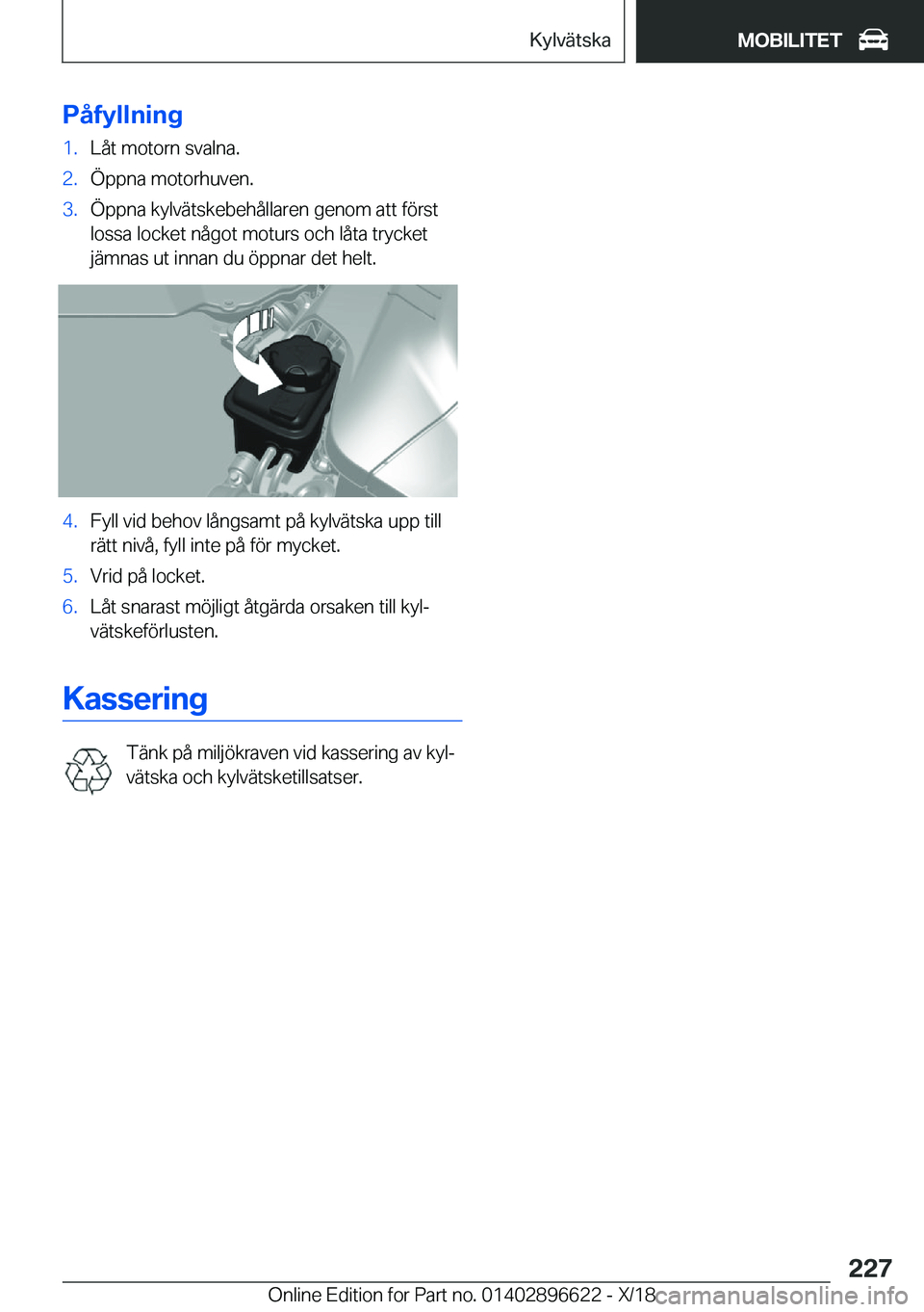BMW M2 2019  InstruktionsbÖcker (in Swedish) �P�å�f�y�l�l�n�i�n�g�1�.�L�å�t��m�o�t�o�r�n��s�v�a�l�n�a�.�2�.�