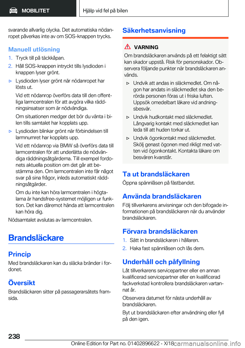 BMW M2 2019  InstruktionsbÖcker (in Swedish) �s�v�a�r�a�n�d�e��a�l�l�v�a�r�l�i�g��o�l�y�c�k�a�.��D�e�t��a�u�t�o�m�a�t�i�s�k�a��n�