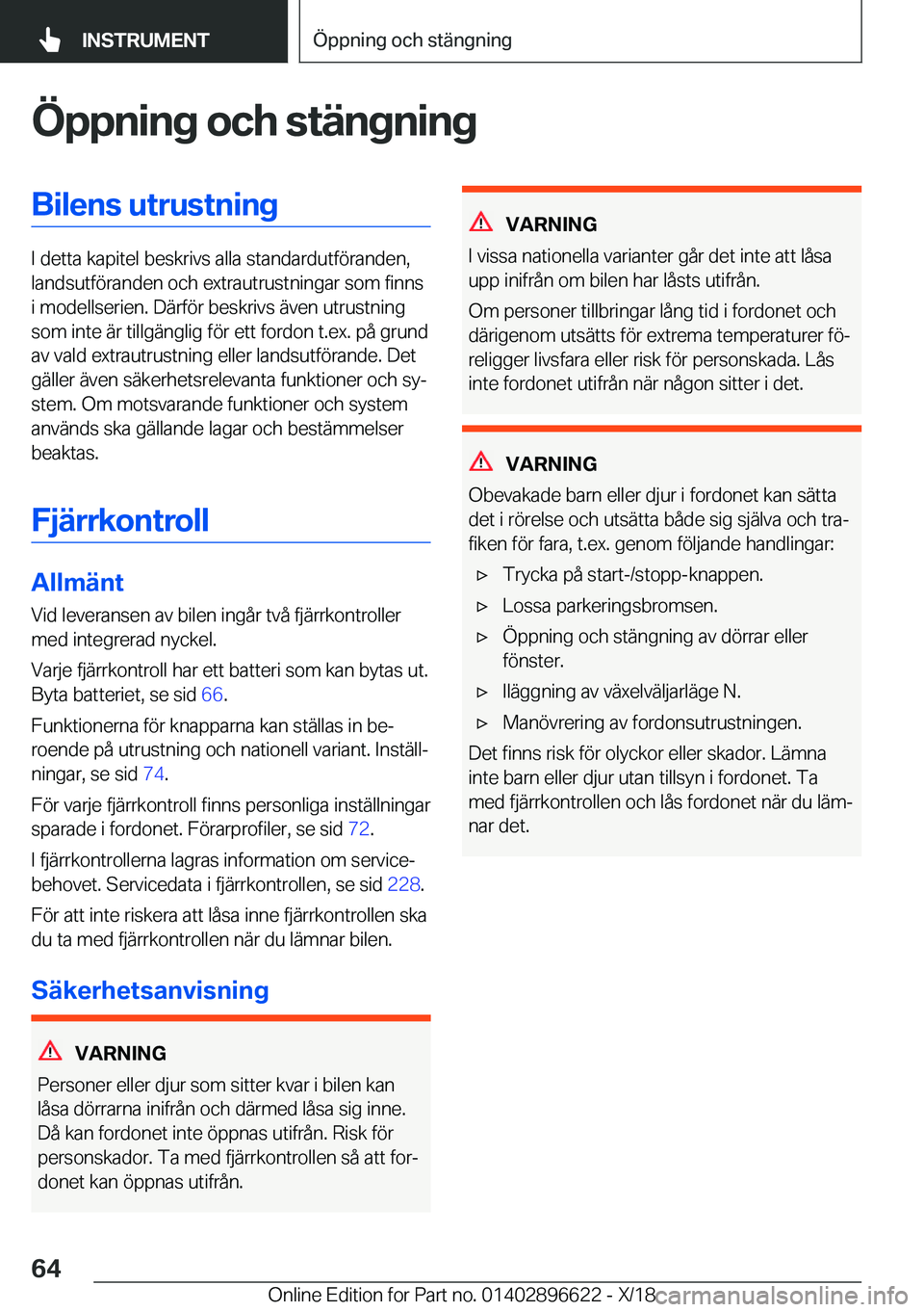 BMW M2 2019  InstruktionsbÖcker (in Swedish) �