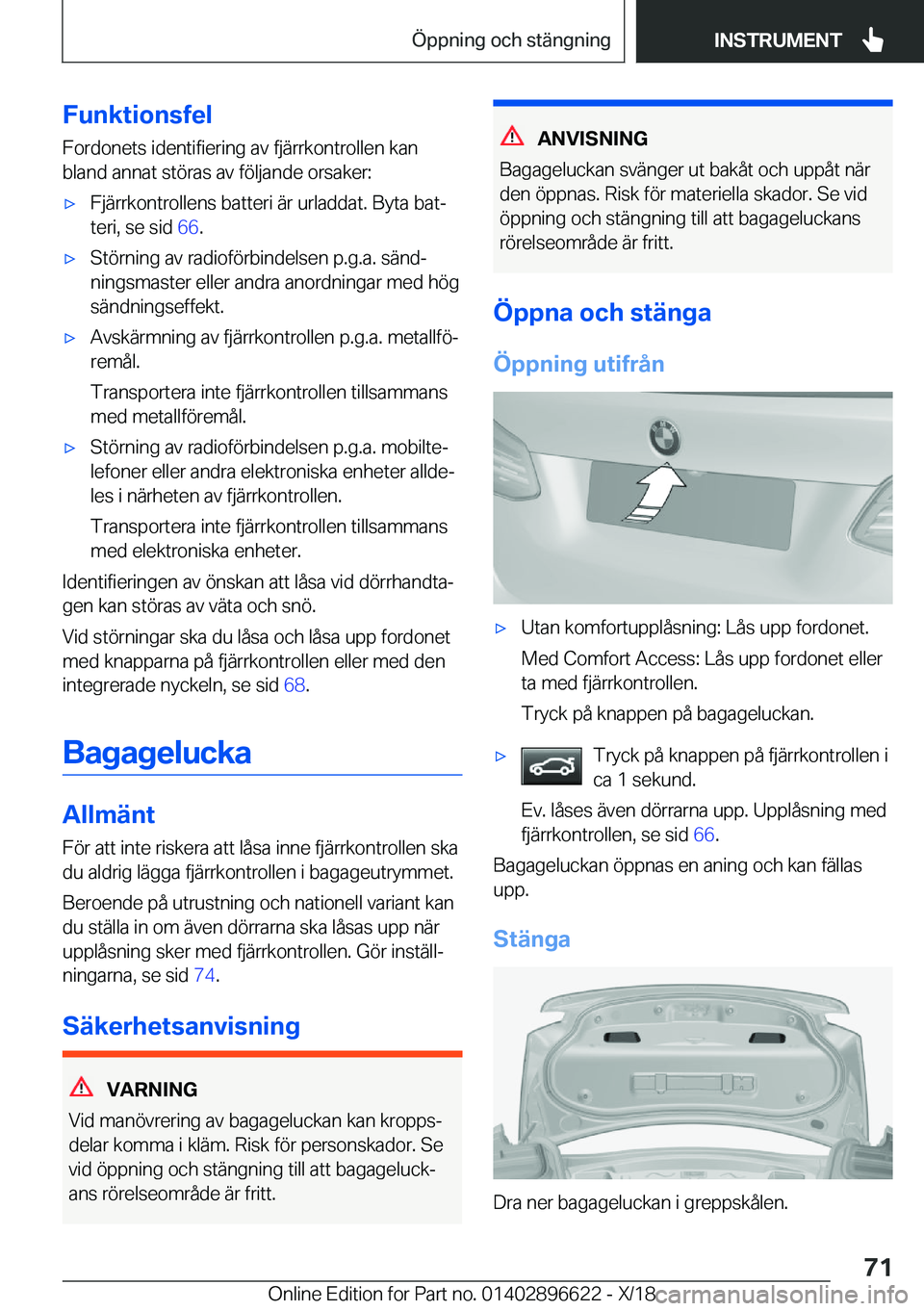 BMW M2 2019  InstruktionsbÖcker (in Swedish) �F�u�n�k�t�i�o�n�s�f�e�l�F�o�r�d�o�n�e�t�s��i�d�e�n�t�i�f�i�e�r�i�n�g��a�v��f�j�ä�r�r�k�o�n�t�r�o�l�l�e�n��k�a�n
�b�l�a�n�d��a�n�n�a�t��s�t�