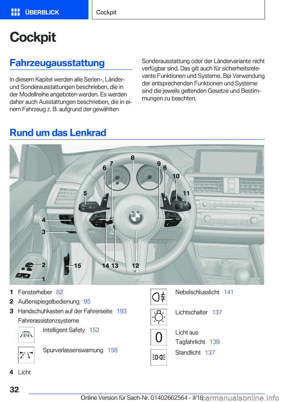 BMW M2 2018  Betriebsanleitungen (in German) �C�o�c�k�p�i�t�F�a�h�r�z�e�u�g�a�u�s�s�t�a�t�t�u�n�g
�I�n� �d�i�e�s�e�m� �K�a�p�i�t�e�l� �w�e�r�d�e�n� �a�l�l�e� �S�e�r�i�e�n�-�,� �L�