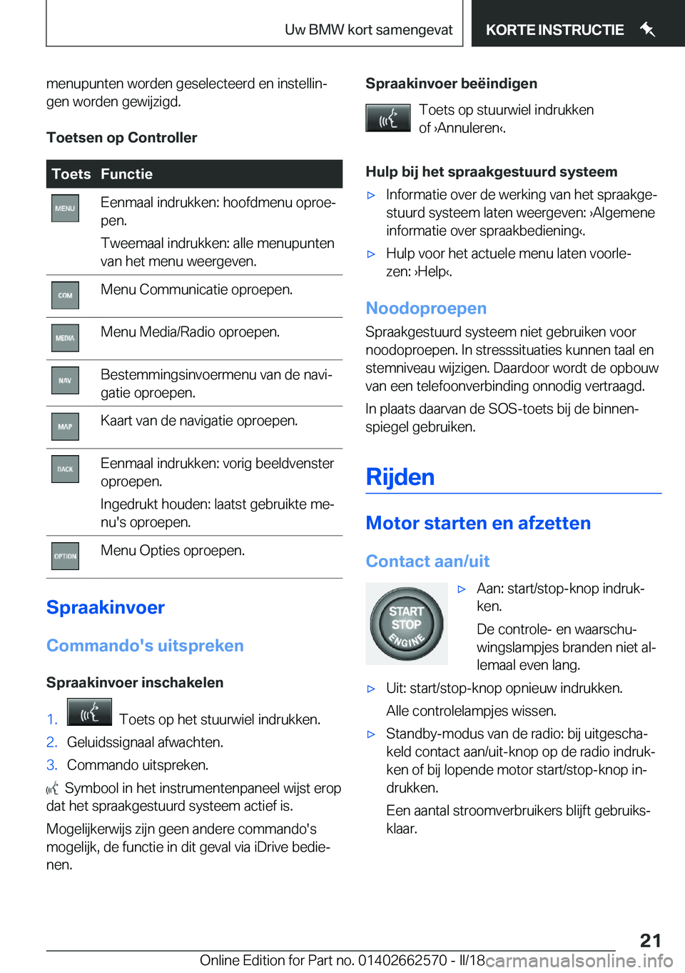BMW M2 2018  Instructieboekjes (in Dutch) �m�e�n�u�p�u�n�t�e�n� �w�o�r�d�e�n� �g�e�s�e�l�e�c�t�e�e�r�d� �e�n� �i�n�s�t�e�l�l�i�nj
�g�e�n� �w�o�r�d�e�n� �g�e�w�i�j�z�i�g�d�.
�T�o�e�t�s�e�n��o�p��C�o�n�t�r�o�l�l�e�r�T�o�e�t�s�F�u�n�c�t�i�e�E