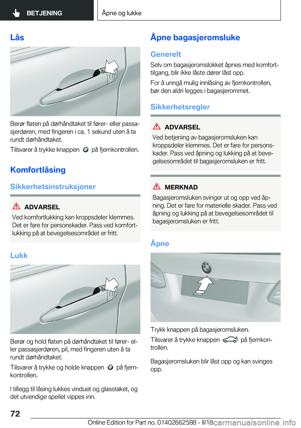 BMW M2 2018  InstruksjonsbØker (in Norwegian) �L�å�s
�B�e�r�