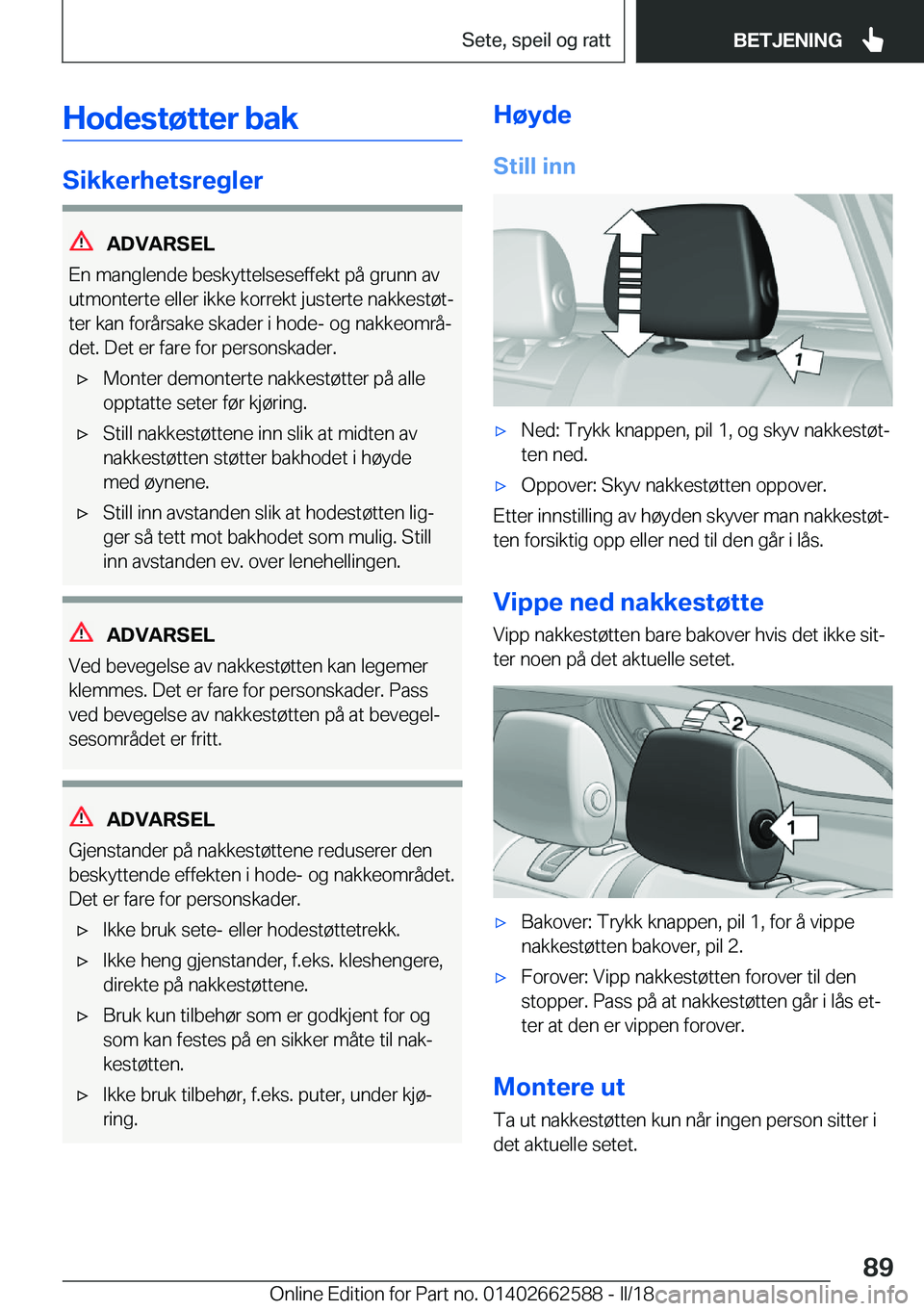 BMW M2 2018  InstruksjonsbØker (in Norwegian) �H�o�d�e�s�t�