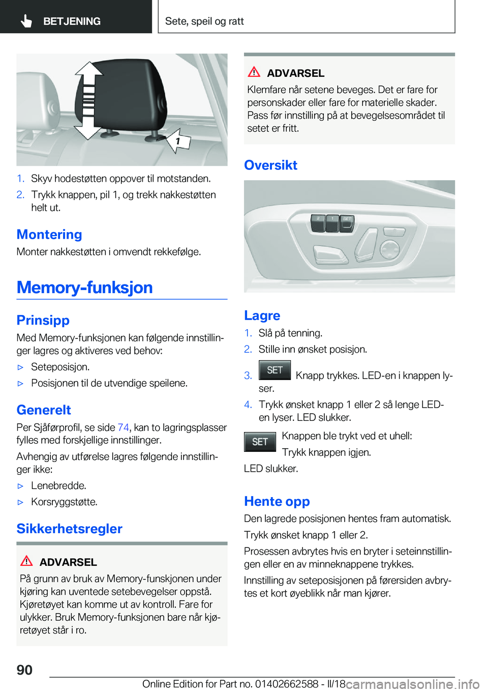 BMW M2 2018  InstruksjonsbØker (in Norwegian) �1�.�S�k�y�v� �h�o�d�e�s�t�