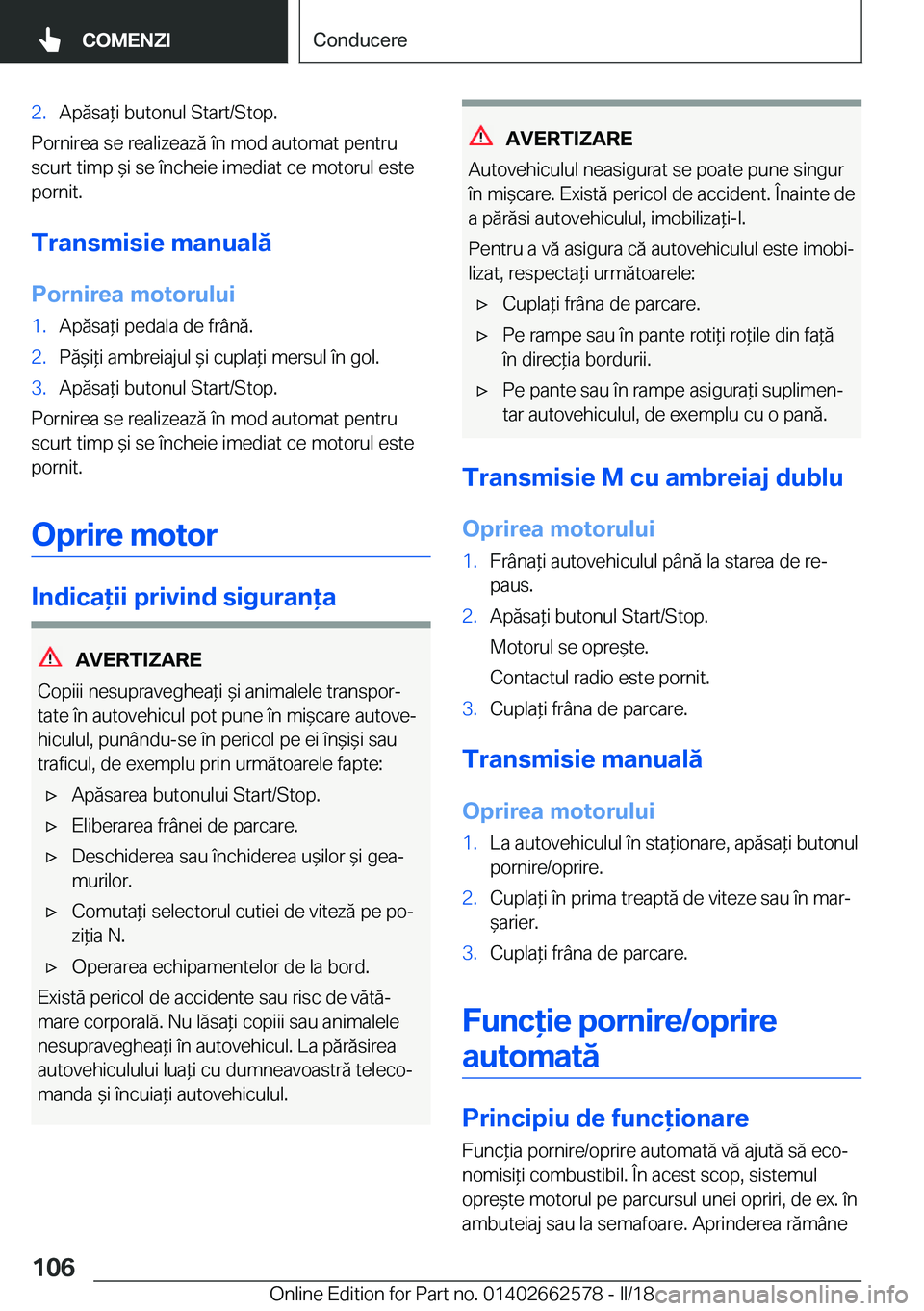 BMW M2 2018  Ghiduri De Utilizare (in Romanian) �2�.�A�p�