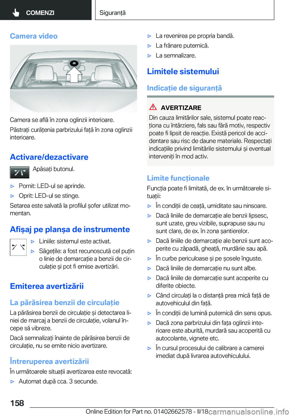 BMW M2 2018  Ghiduri De Utilizare (in Romanian) �C�a�m�e�r�a��v�i�d�e�o
�C�a�m�e�r�a� �s�e� �a�f�l�