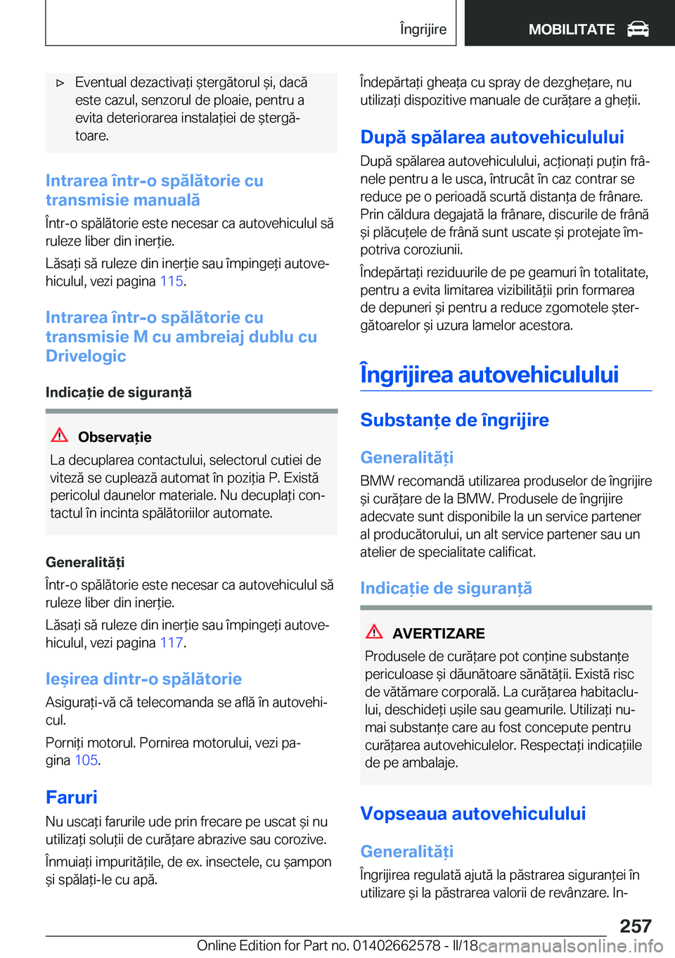 BMW M2 2018  Ghiduri De Utilizare (in Romanian) 'x�E�v�e�n�t�u�a�l� �d�e�z�a�c�t�i�v�a *�i�  &�t�e�r�g�