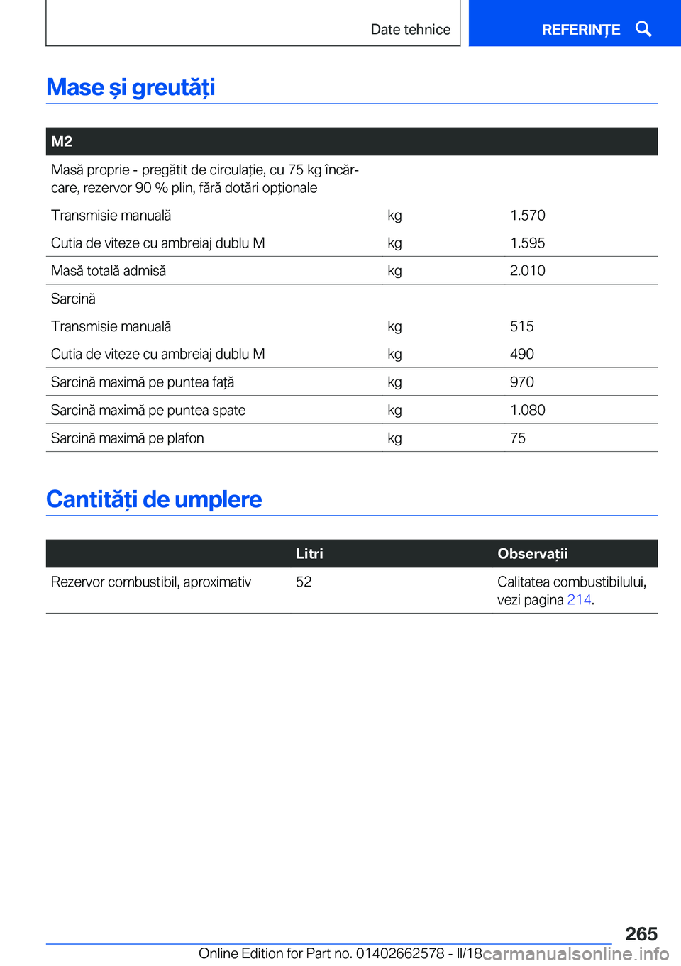 BMW M2 2018  Ghiduri De Utilizare (in Romanian) �M�a�s�e�&�i��g�r�e�u�t�