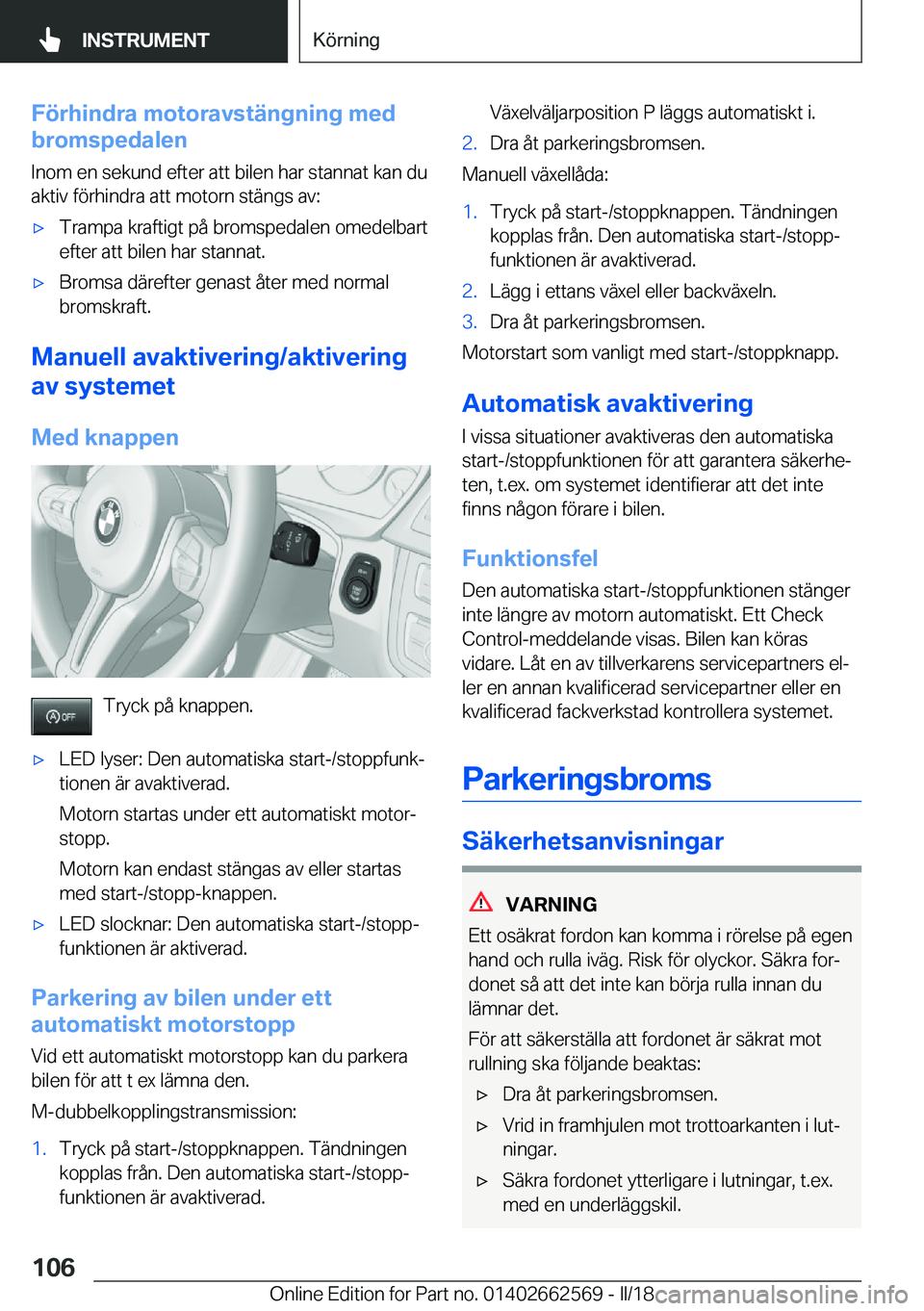BMW M2 2018  InstruktionsbÖcker (in Swedish) �F�