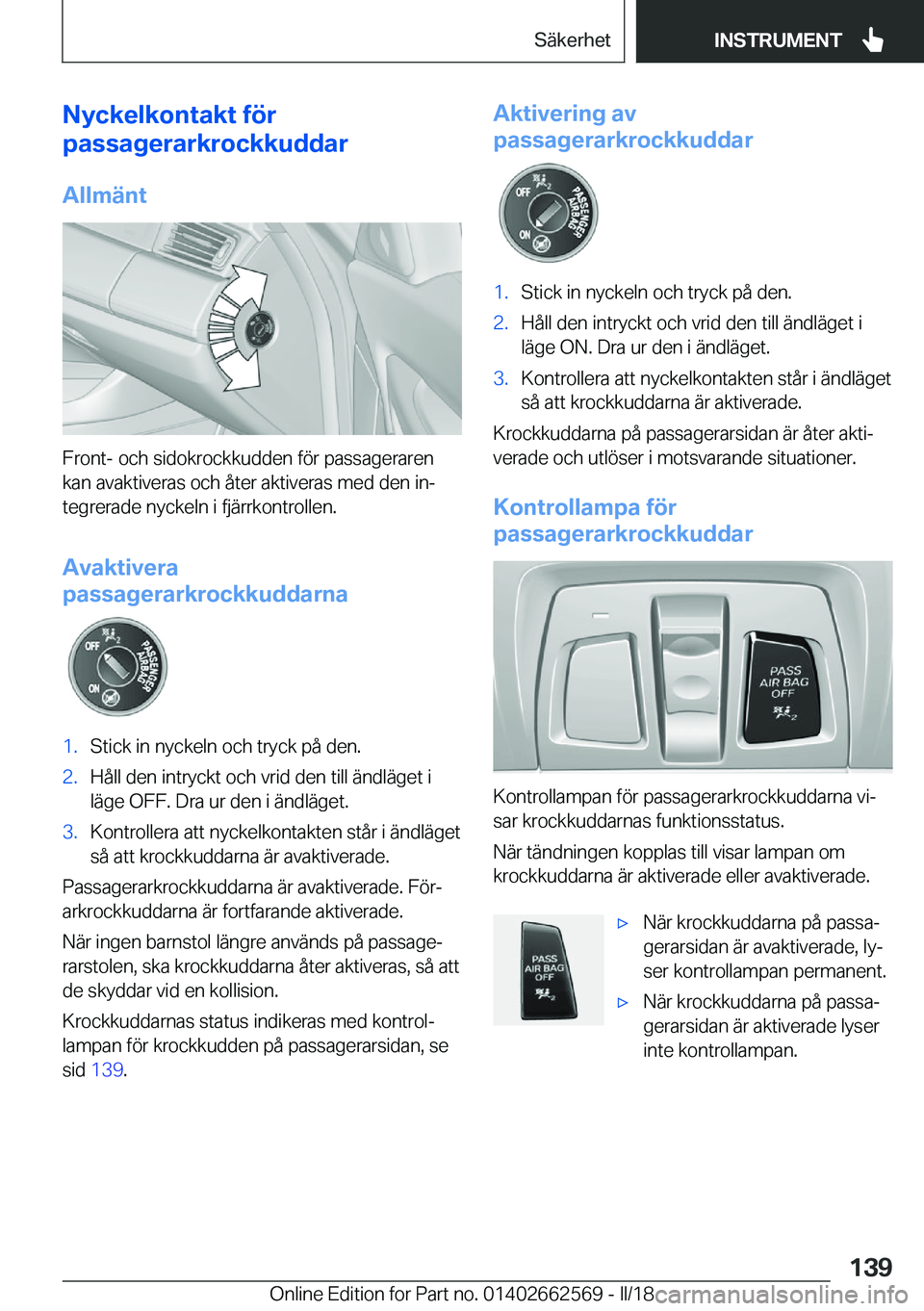 BMW M2 2018  InstruktionsbÖcker (in Swedish) �N�y�c�k�e�l�k�o�n�t�a�k�t��f�