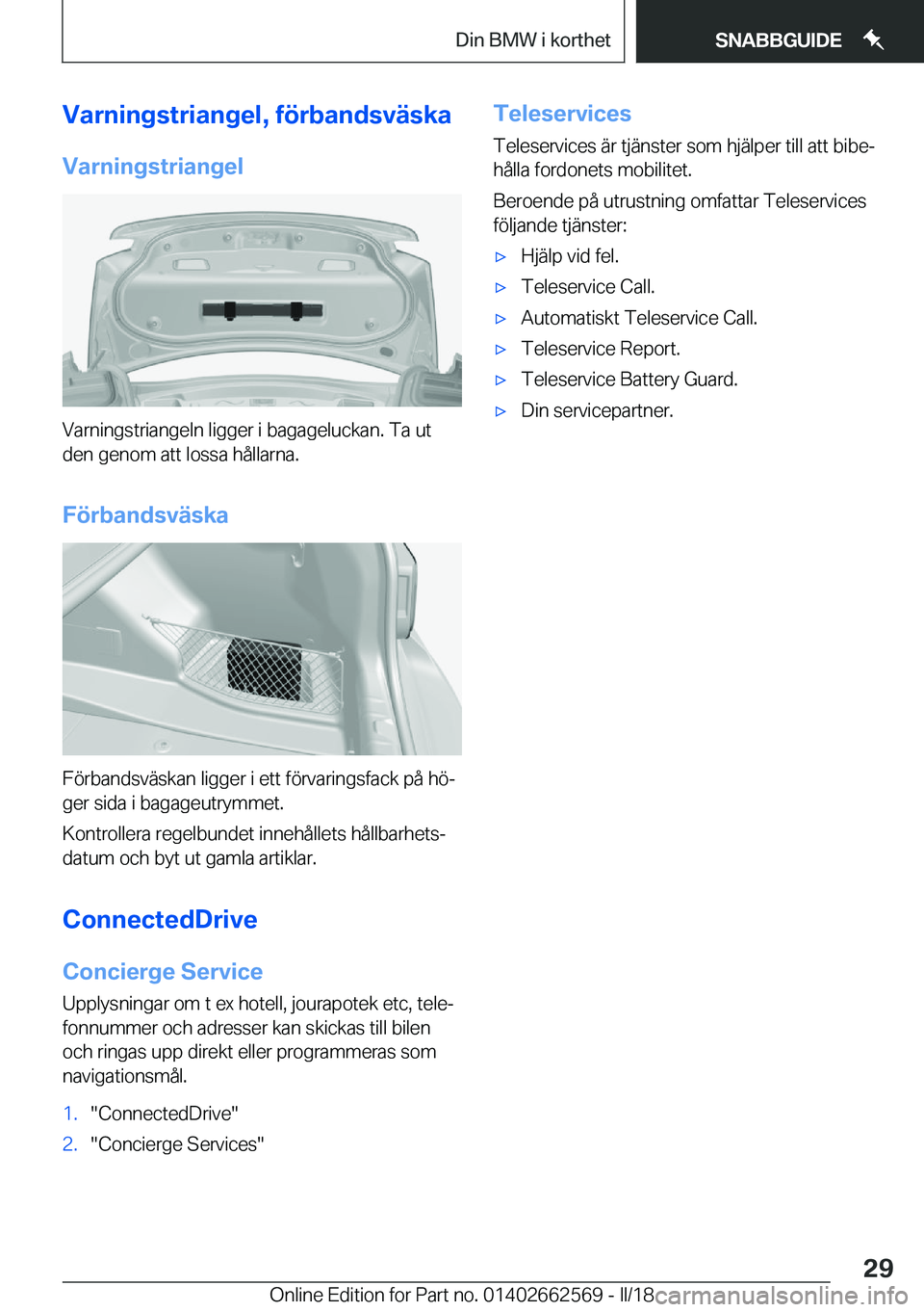 BMW M2 2018  InstruktionsbÖcker (in Swedish) �V�a�r�n�i�n�g�s�t�r�i�a�n�g�e�l�,��f�