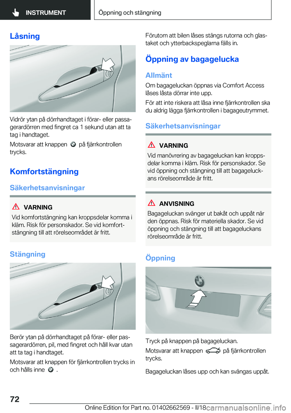 BMW M2 2018  InstruktionsbÖcker (in Swedish) �L�å�s�n�i�n�g
�V�i�d�r�